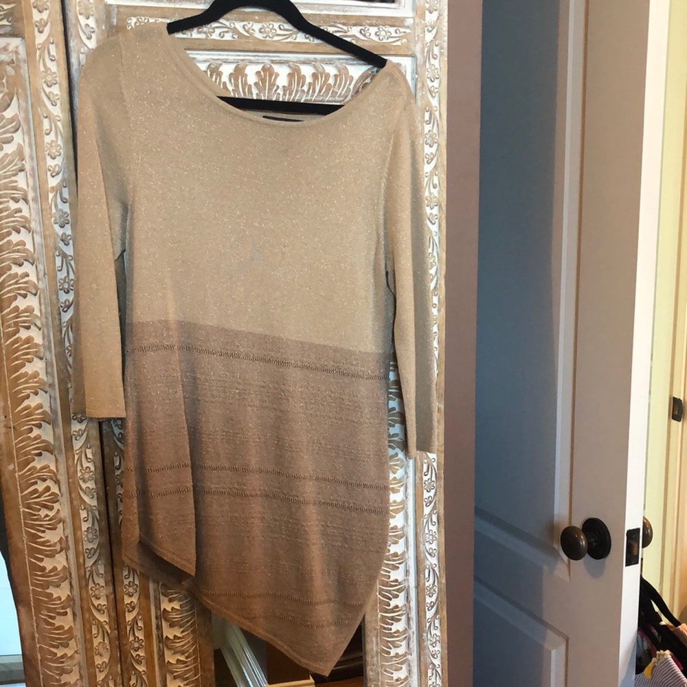 White House Black Market Beige Asymmetrical Sweater Top